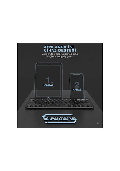 Retro Tasarım Şarjlı Kablosuz Bluetooth Klavye 78 Tuşlu Mini Boy İngilizce