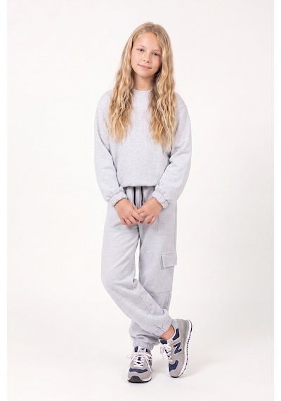 Fyk Kids 3 İplik Kız Çocuk Düz Kısa Bel Sweatshirt Bisiklet Yaka Eşofman Takımı Gri Fyk Kids 3 İplik Kız Çocuk Düz Kısa Bel Sweatshirt Bisiklet Yaka Eşofman Takımı Gri