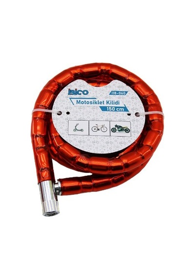 Kırmızı Motor Bisiklet Kilidi 22 Mm X 150 Cm Günlük Kullanım Ulaşım Güvenliği Taşıt Koruma