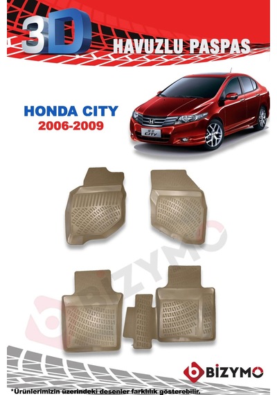 Honda City 2006-2009 3D Havuzlu Bej Paspas Bizymo