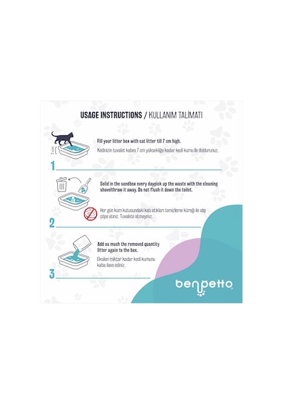 Benpetto B250 Bebek Pudrası Kokulu Topaklaşan İnce Bentonit Kedi Kumu 10 L