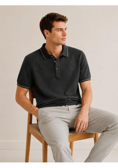 Classics Men Gewer Slim Fit Erkek Polo Yaka Kısa Kol Tişört 7680 Siyah