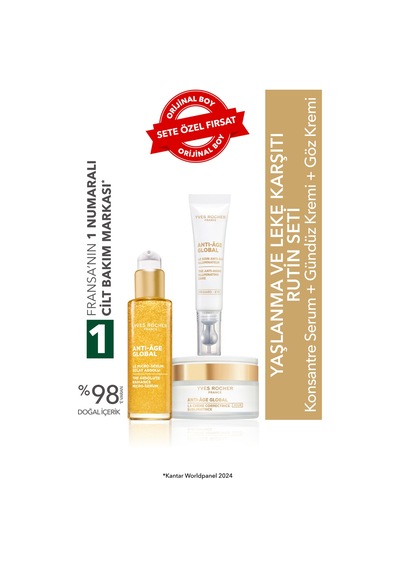 Yves Rocher Yaşlanma Ve Leke Karşıtı Rutin Seti- Konsantre Serum 30 Ml & Gündüz Kremi 50 Ml& Göz Kremi 15 Ml