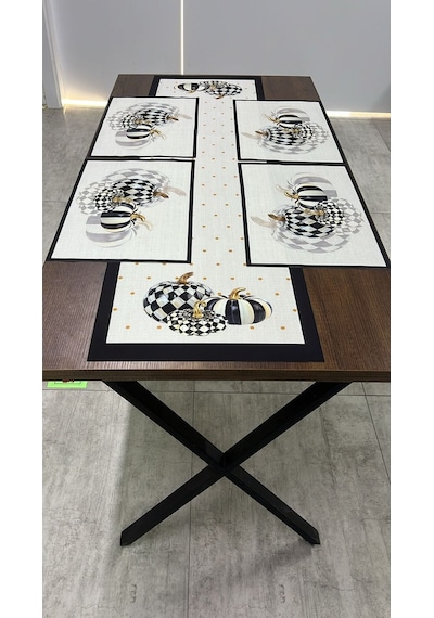 Balkabağı Desenli Runner Takımı 40 X 140 Renkli