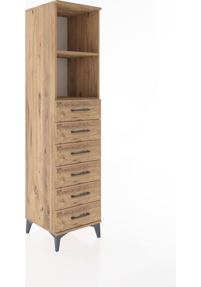 Hyperion Dolap 2 Raflı 6 Çekmeceli 44x44x182 Çam-çam Çam