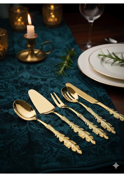 Ersan Home Tüy Model Gold 5li Pasta Sunum Ve Servis Seti Gold