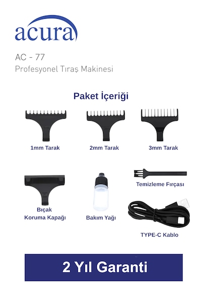 Ac-77 Titanyum Seramik Bıçaklı Prof Sakal Ense Tıraş Makinesi