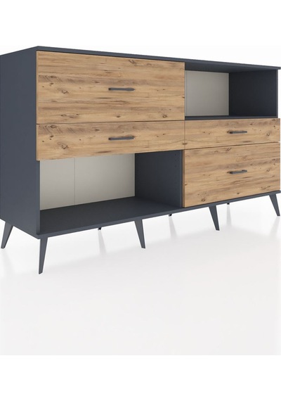 Hyperion Konsol Tek Raflı 4 Çekmeceli 176x44x99 Antrasit-antrasi Antrasit-antrasit/çam Hyperion Konsol Tek Raflı 4 Çekmeceli 176x44x99 Antrasit-antrasi Antrasit-antrasit/çam