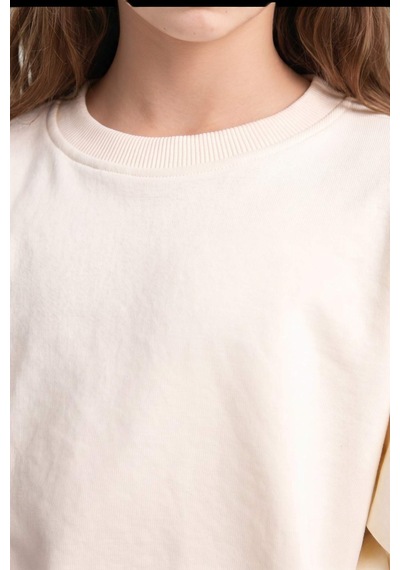 Defacto Okula Dönüş Relax Fıt Bisiklet Yaka Sweatshirt Kız Çocuk E6842a826auer98 Ekru-er98