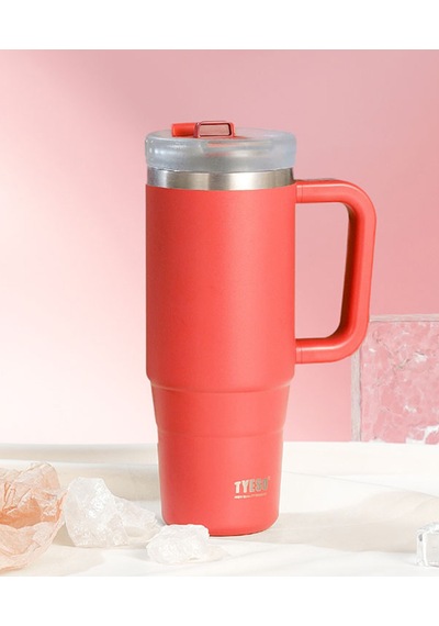 Tyeso Qq Termos Sızdırmaz Pipetli Çift Duvarlı Vakumlu 1200ml Kırmızı