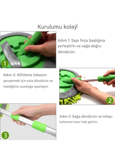 Qasul Mikrofiber Çok Fonksiyonlu Uzun Sopalı Mop