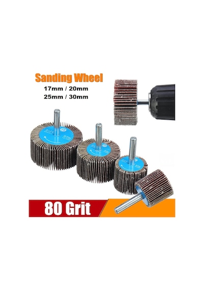 Mop Zımpara Saplı Silindir Zımpara Seti 4 Parça 80 Kum Daire