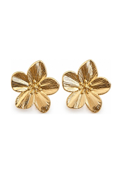 Bloom Collection Fleur Gold Çelik Çiçek Küpe Altın Altın