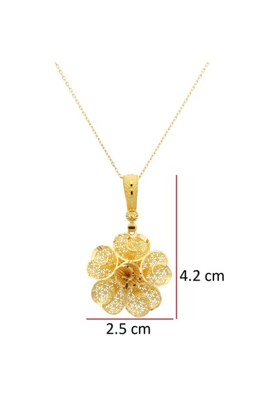 22 Ayar Tasarım Çiçek Kolye Sarı