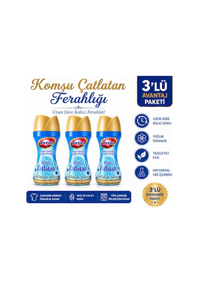 Komşu Çatlatan Granül Çamaşır Parfümü 3 Lü Avantaj Paketi Kalıcı Koku 3'lü Set