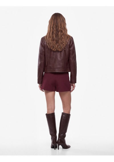 Koton Slim Fit Cepli Asimetrik Katlı A Kesim Mini Şort Etek Mürdüm 7wak70068pw Mor