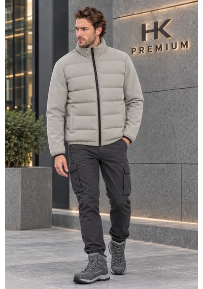 Hk Premium Oysho Kumaş Kollu Şişme Mont Su İtici Kışlık Taş