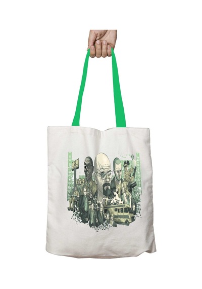 Art Hediye Yeşil Kulplu Breaking Bad Walter White Yıkanabilir Omuz Çanta Çok Renkli