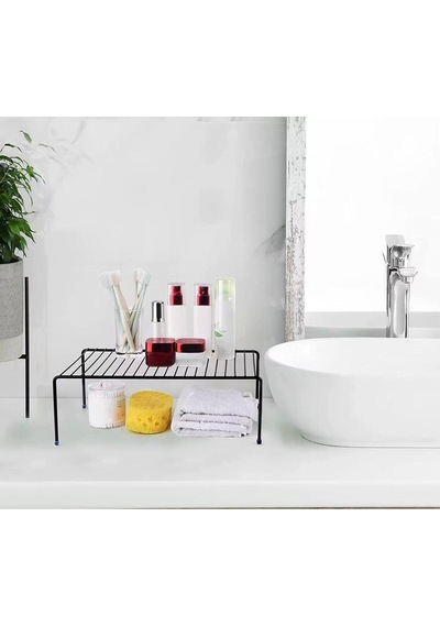 Dolap Içi Düzenleyici Organizer Tezgah Banyo Tabak Bardak Mutfak Banyo Düzenleme Metal 30 X 30 Siyah Diğer
