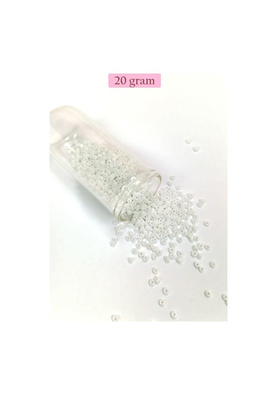 Dökme Cam Kum Boncuk 8/0 3 Mm - 20 Gram - Parlak Beyaz - Bnc153