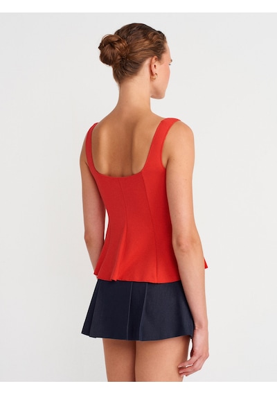 Dilvin 31987 Peplum Etekli Yelek-kırmızı Kırmızı