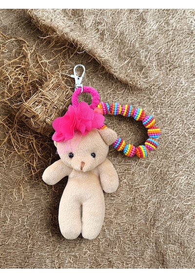 Peluş Ayıcıklı Çanta Aksesuarı Ve Anahtarlık Charm Gümüş