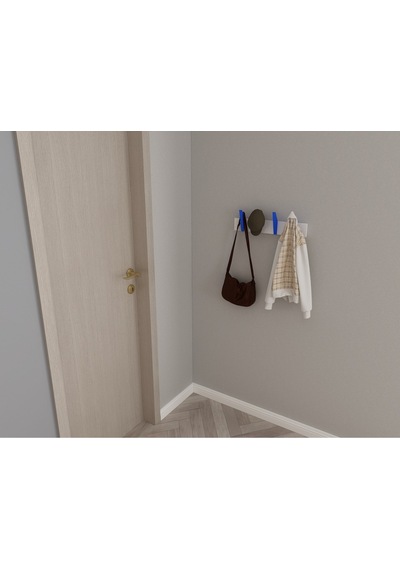 Hepsi3boyutlu Modern Duvar & Kapı Kanca Askılık - 4 Adet Mavi Kanca Askılık - Model No : 4 Mavi