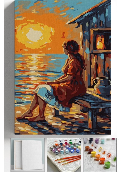Sayılarla Boyama Seti Numaralı Tuval Fırça Boya Askı Aparatı Dahil Set 40x50 Cm - Final Sahil