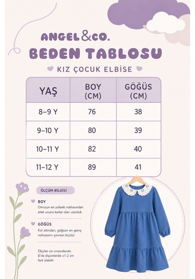Angel&co. Girls Clothing Brode Yaka Müslin Midi Elbise-mavi Mavi