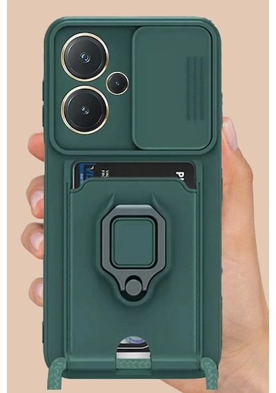 Durukar Redmi Note 13 Pro Plus Kılıf Zuma Kartvizitli Yüzüklü Silikon - Pembe