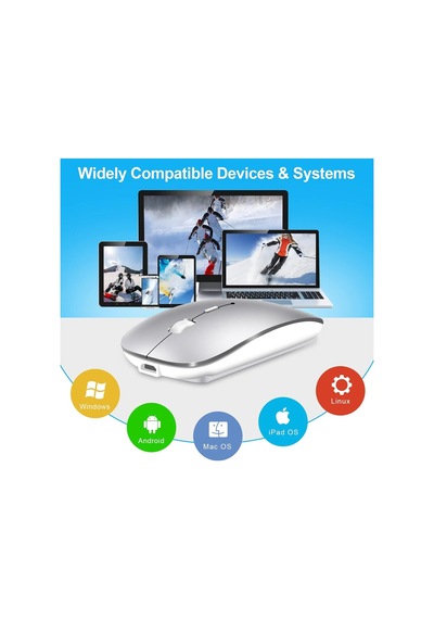 Şarjlı Mouse 2.4ghz Usb Wireless Ve Bluetooth Lu Sessiz Fare İos Android Tablet Telefon Uyumlu Diğer