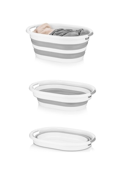 Meleni Home 3'lü Mega Set Katlanır Çamaşır Sepeti - Katlanabilir Akordiyon Su Kovası - Katlanır Koçero Maşrapa