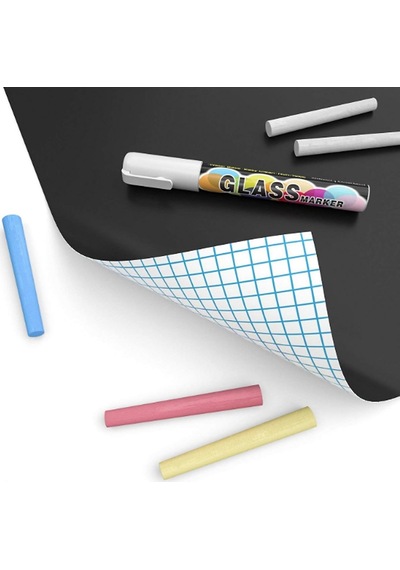 Sticker Rulo Yapışkanlı Siyah Yazı Tahtası 60x100 Cm Çocuk Yazı Yazma Ve Not Tahtası Çok Renkli