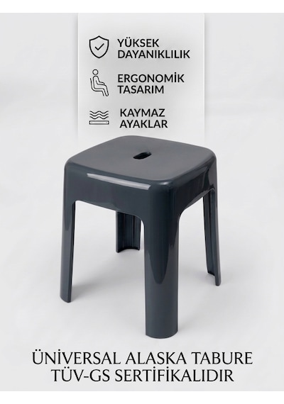 Saban Plastik Alaska Model Sağlam Tabure 36x36x46cm Gri