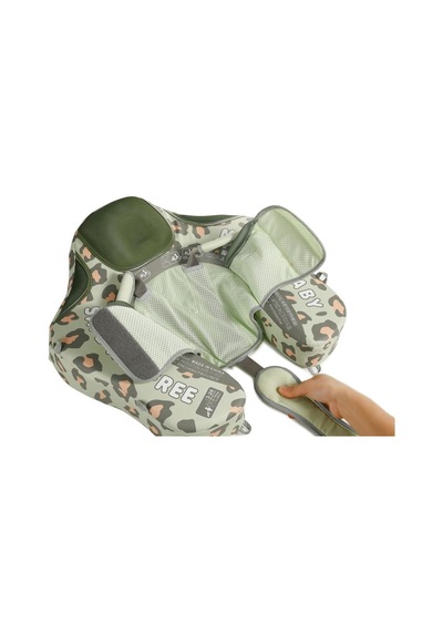 Mambobaby Yüzme Simidi - Green Leopard, Emniyetli, Gölgelikli Ve Ayak Destekli