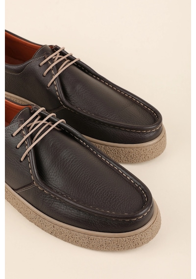 Gondol Erkek Hakiki Deri Casual Derby Ayakkabı Moc-toe Cz.102 Kahverengi