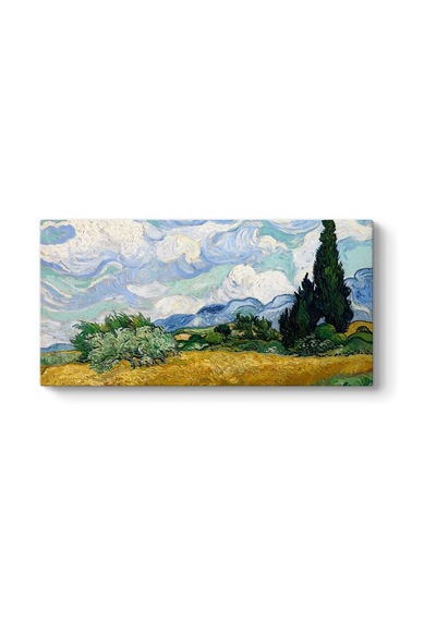 Selvi Ağaçlı Buğday Tarlası Tablosu 120 X 60