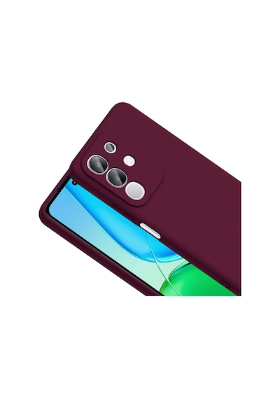 Vivo Y29 4g Kılıf Yumuşak Silikon Kamera Korumalı Lansman Cherena Koyu Mor