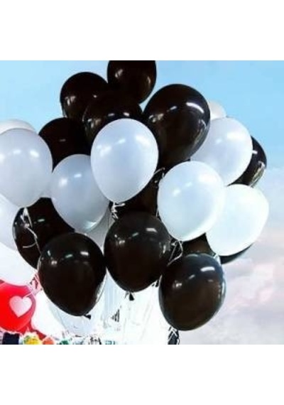 Siyah Beyaz Renklerinde Balon 25 25 Toplam 50 Adet