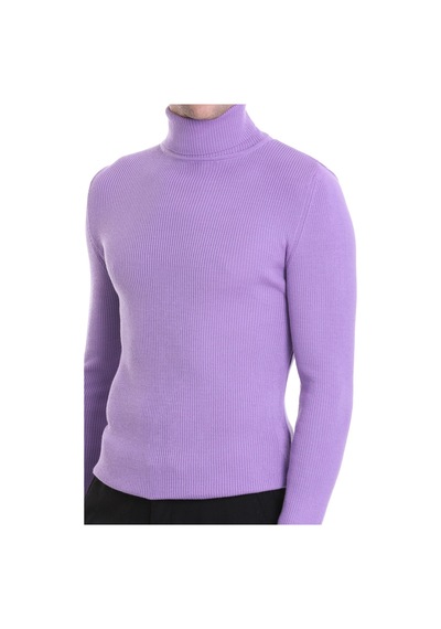 Hatemoğlu Lila Slim Fit Fitilli Balıkçı Yaka Yünlü Triko Kazak 34232023a01 Lila