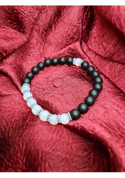 Gümüştel El Sanatları Sertifikalı Opal Ve Oniks Doğal Taş Bileklik 8mm Çok Renkli