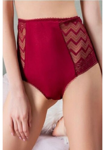 Magic Form 948 Zigzag Dantelli Yüksek Bel Külot-bordo Bordo