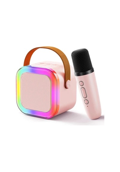 Mepa Karaoke Kablosuz Hoparlör Mikrofonlu Rgb Işıklı Bluetooth Speaker Tf Kart/usb Pembe Najmaddin