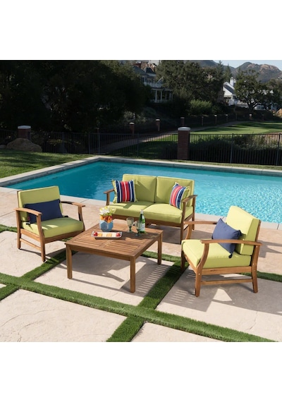 Rhiaconcept Lorelei Dış Mekan Ahşap Bahçe Ve Balkon 2+1+1 Koltuk Takımı Ceviz