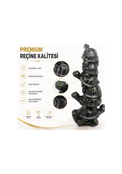 Lüks 7 Li Kaplumbağa Biblo 32 Cm Dekoratif Heykel Şans Feng Shui Ev Ofis Vitrin Hediyesi
