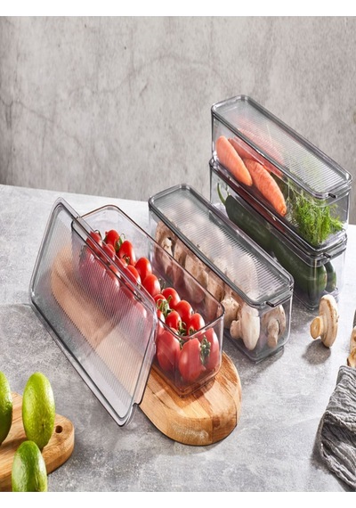 Mina Organizer Plastik Raf, Şeffaf Füme Kapaklı 4 X 750 Ml Şeffaf