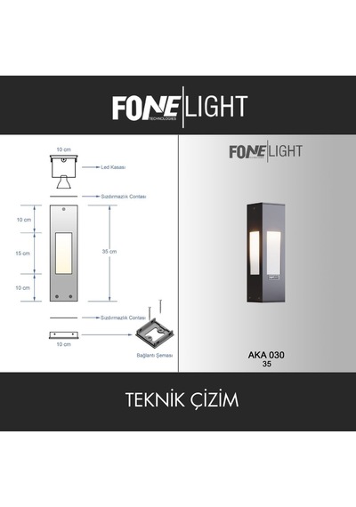 FoneLight Luxera 35 cm LED Bahçe Set Üstü Aydınlatma Antrasit Alüminyum IP65 Peyzaj Yürüyüş Yolu Lambası 3000K