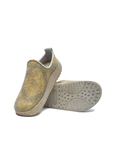 Comfortfusse Olwen-w - Kadın Ortopedik Yün Keçe Ev Ayakkabısı Sarı Yün