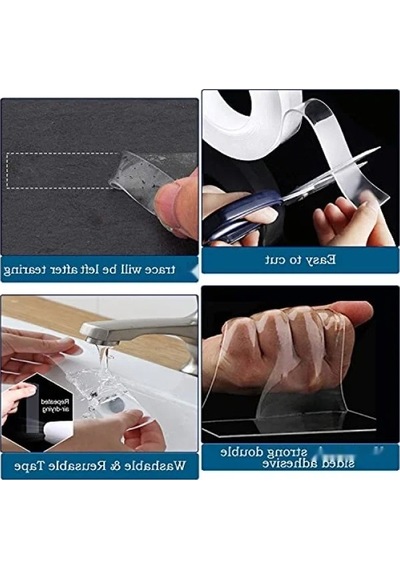 5m Çift Taraflı Bant - Yıkanabilir, Güçlü Yapışkan, Şeffaf 0,13mm X 48mm X 25mt
