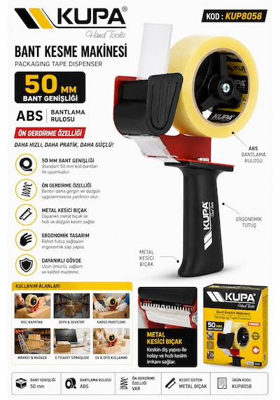 Bant Makinesi 50 Mm Genişlik Abs Bantlama Rulosu Ön Gerdirme Özelliği Metal Kesici Bıçak Kod :kup8058 1 Adet